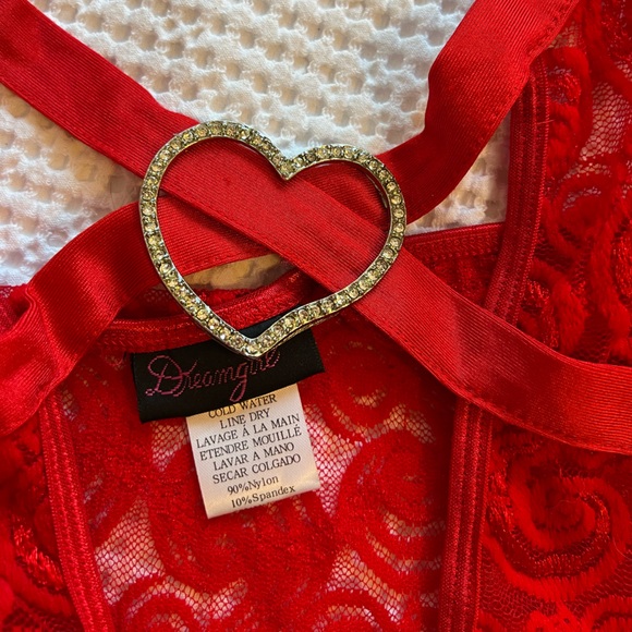 Dreamgirl Red Lace Top with Heart - Picture 6 of 9